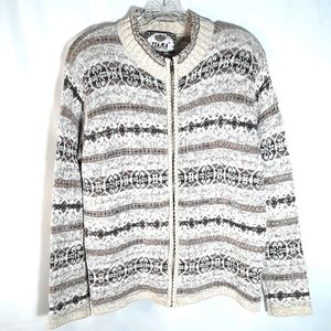 Tiara vintage zip up woven cardigan sweater